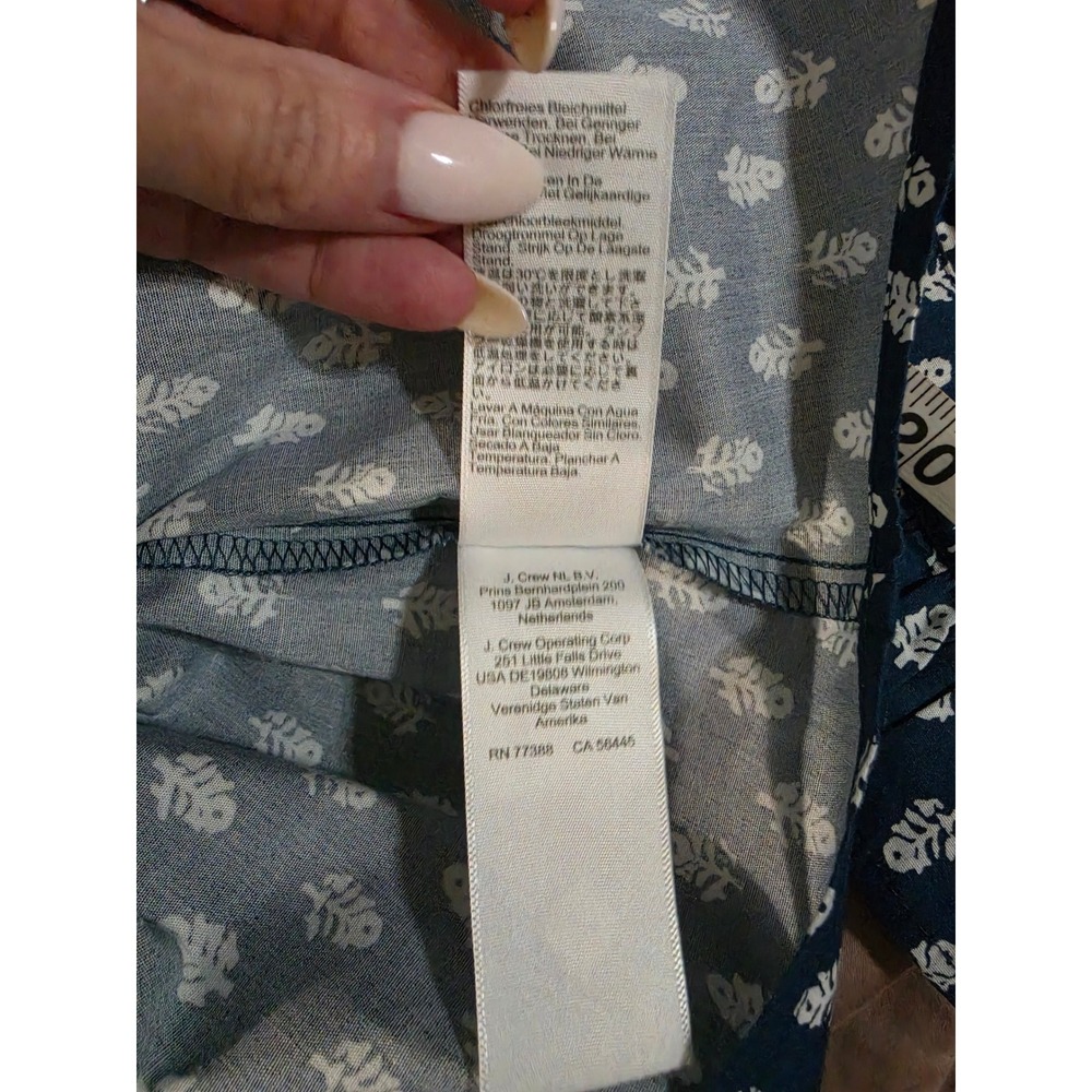 J.Crew Ruffle Collar Button Down Shirt Navy White Block Print CP941 Womens S NEW - Picture 6 of 7